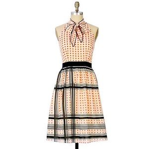 Anthropologie + Maeve Retro Tie Neck Dress w/ Pockets, Size 2